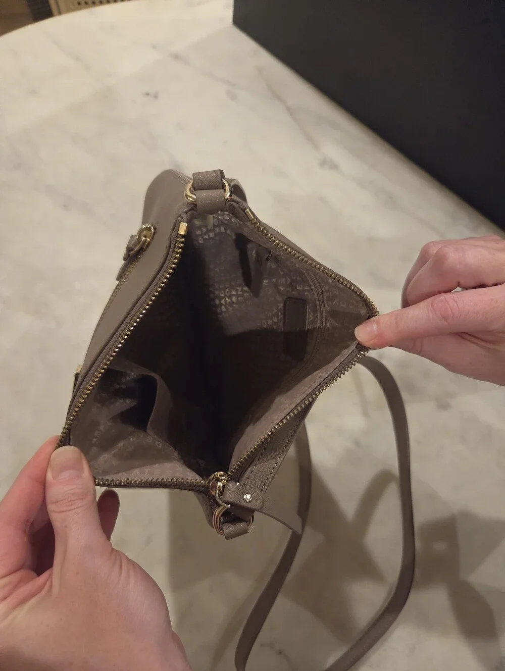 Kate Spade Laurel Way Rima Crossbody Bag Taupe Leather